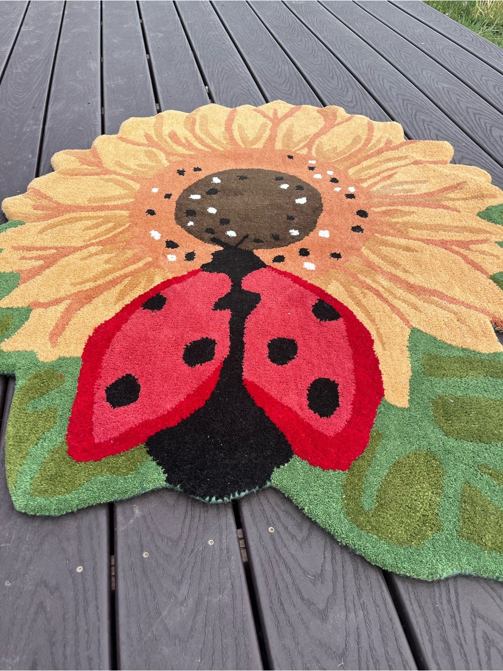 Sunflower & Ladybug Oushak Rug from Turkey